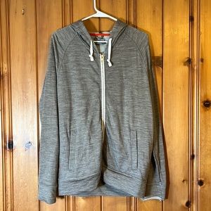 Icebreaker Merino Wool, zip-up hoodie, size medium, gray.